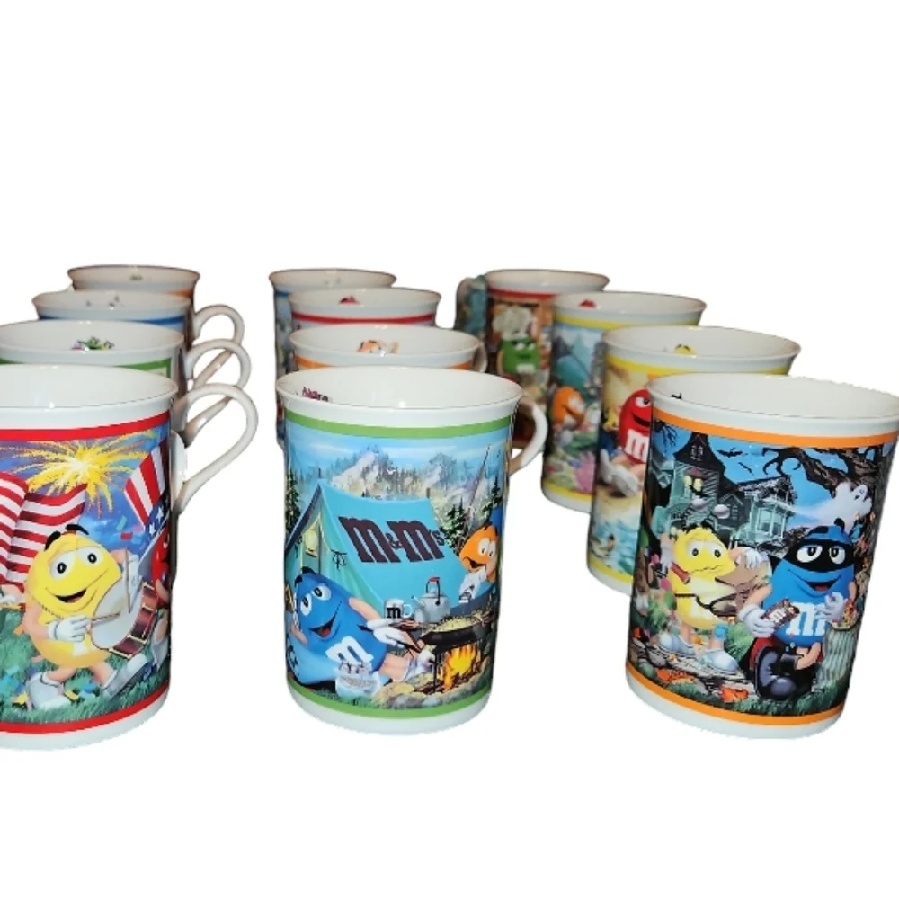 12PC Danbury Mint M&M's Porcelain Collector Mugs Complete Set - Picture 2 of 9
